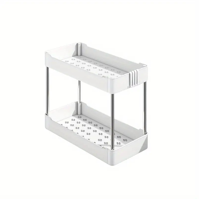 Étagère de rangement à 2 niveaux pour bureau – Organisateur compact en plastique et métal, idéal pour fournitures et accessoires