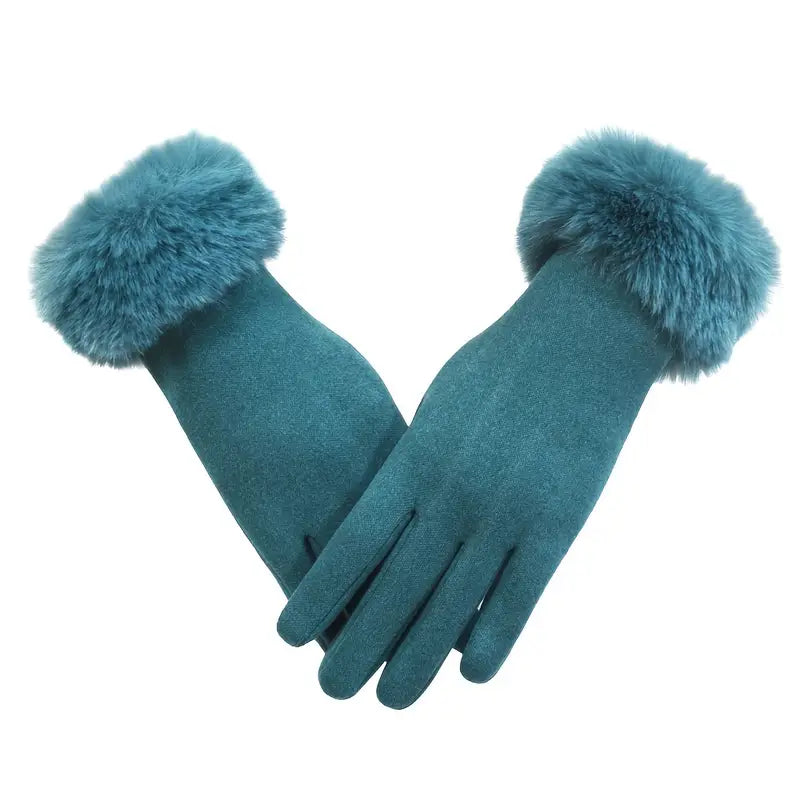 Gants femme élégants en laine violet avec poignet en fausse fourrure – Accessoire chaud et chic pour l’hiver