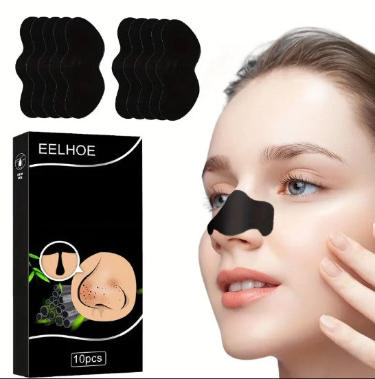 Patchs Purifiants au Charbon pour Nez – Élimine Points Noirs et Excès de Sébum | Lot de 10 Bandes Nettoyantes