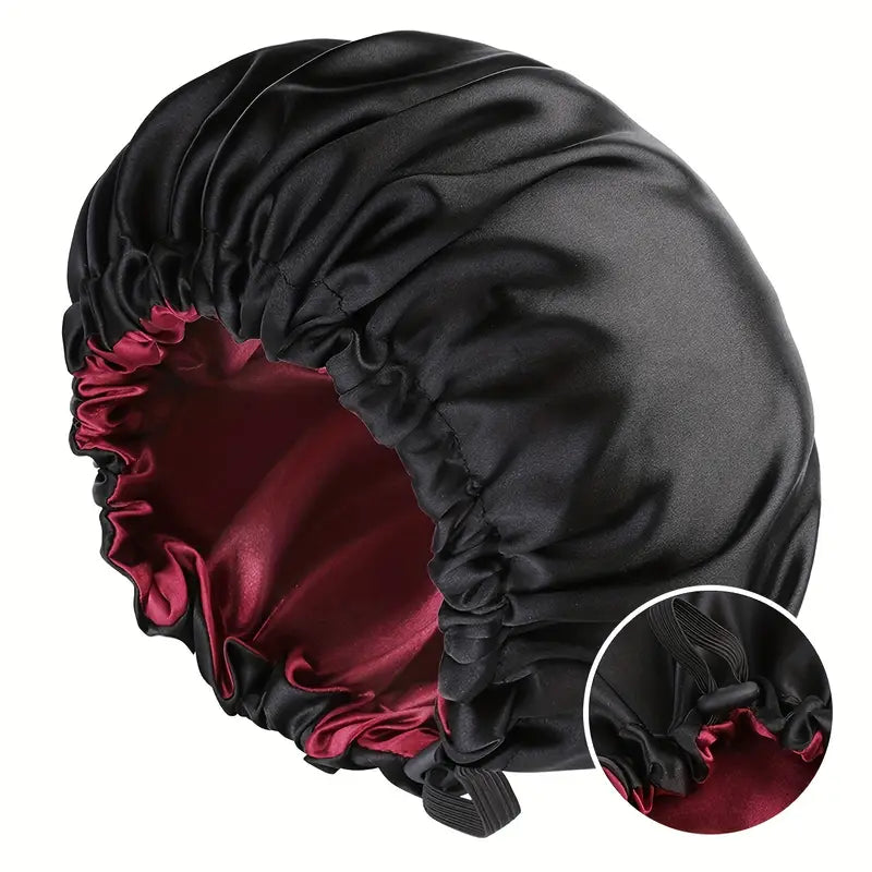 Bonnet de Nuit Réversible en Satin Réglable – Anti-Frisottis, Protection Cheveux Bouclés, Lisses ou Crépus – Confort et Style, Multicolore