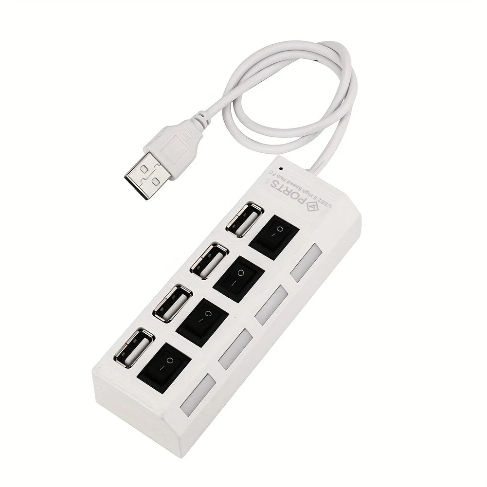 Hub USB 4/7 Ports avec Interrupteurs Individuels – Multiprise USB 2.0/3.0 Haute Vitesse pour PC, Ordinateur Portable et Périphériques