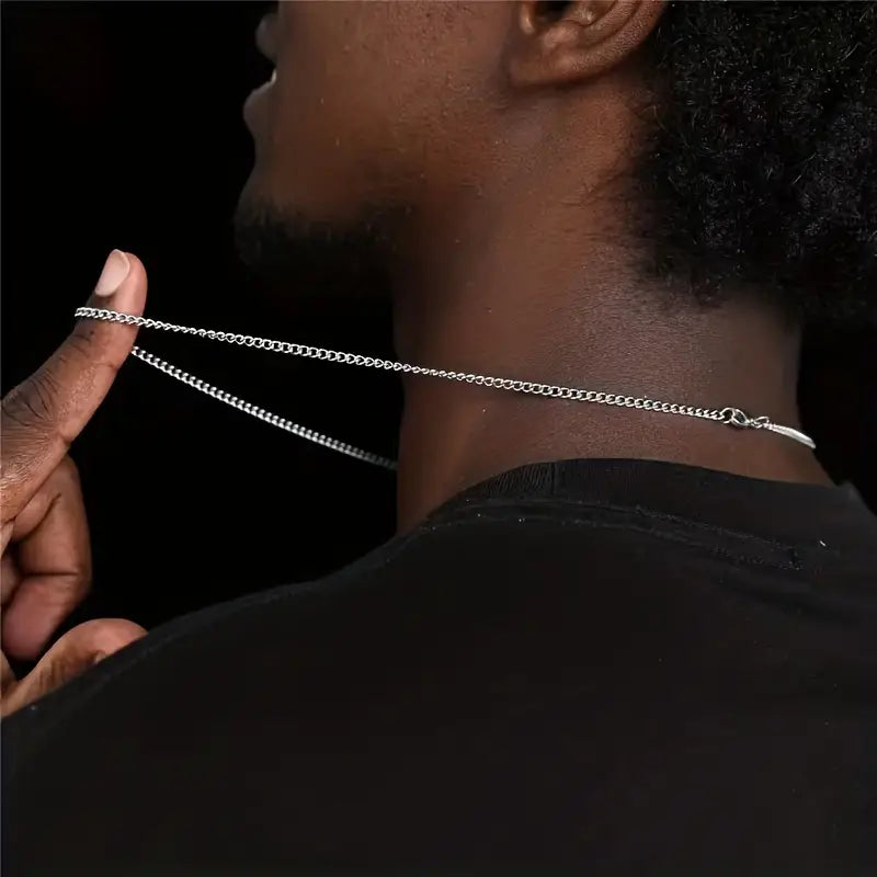 Collier homme chaîne cubaine fine en acier inoxydable argent – Bijou sobre et élégant