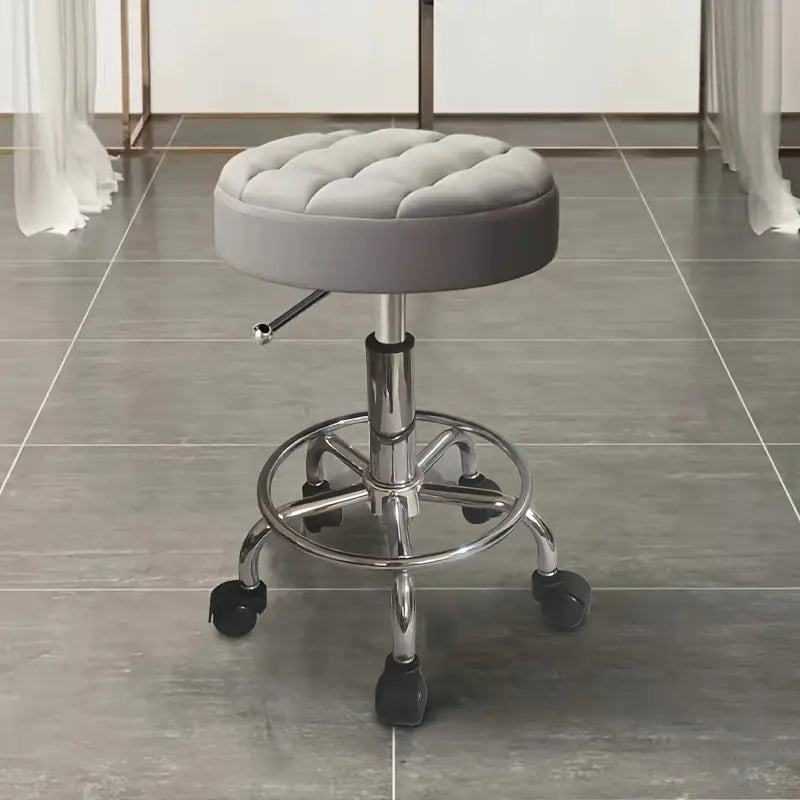 Tabouret de Travail à Roulettes Réglable – Siège Rembourré Pivotant pour Salon, Bureau et Atelier