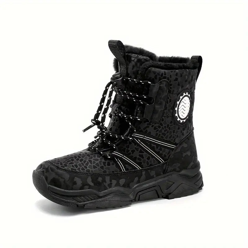 Bottes garçon hiver noires – Chaussures chaudes imperméables avec semelle antidérapante