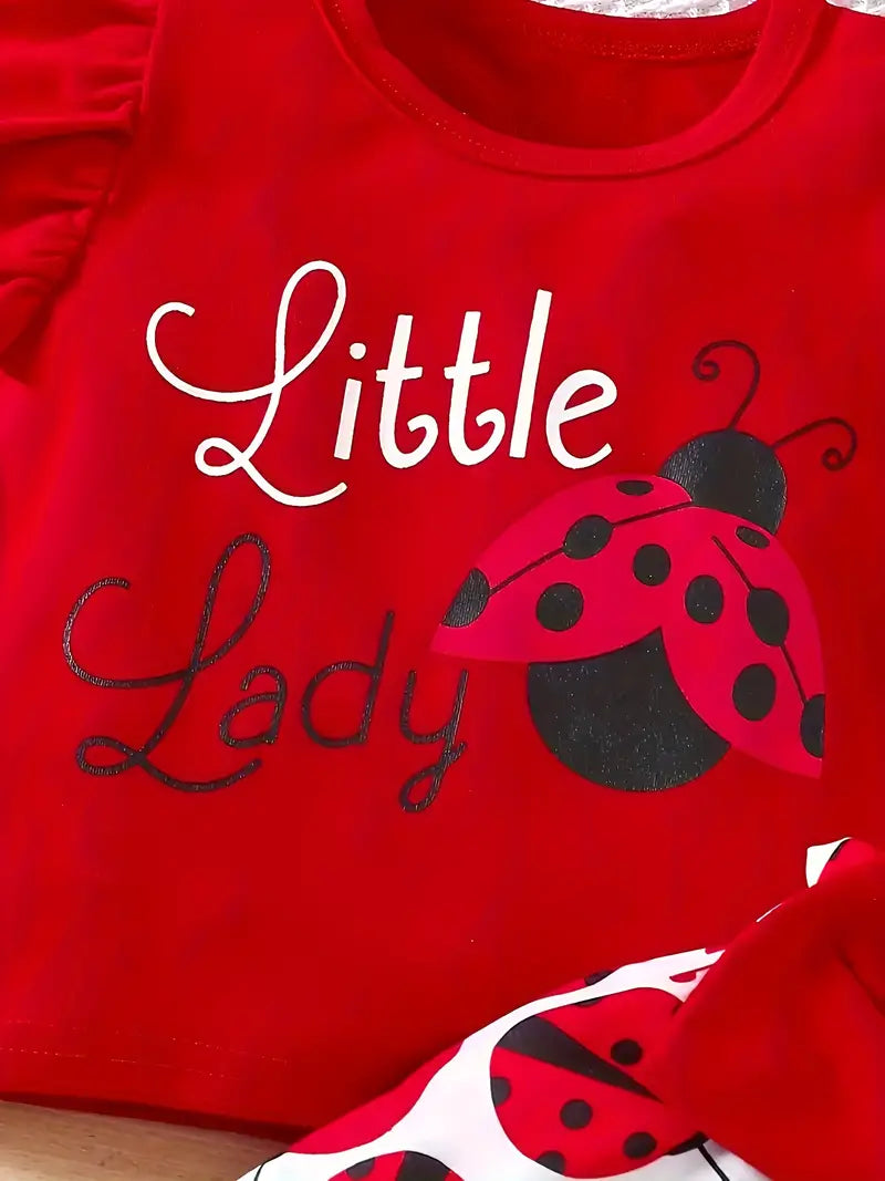 Haut bébé fille rouge avec motif coccinelle – T-shirt manches courtes été Little Lady