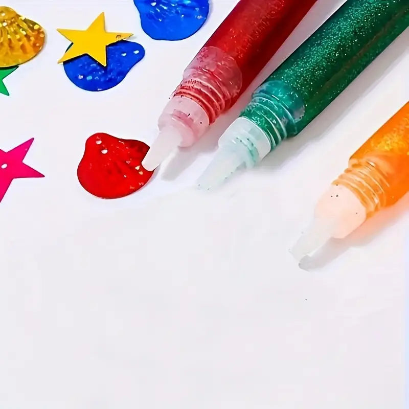 Colle Pailletée Multicolore en Stylo – Adhésif Créatif pour Décoration, Loisirs et DIY