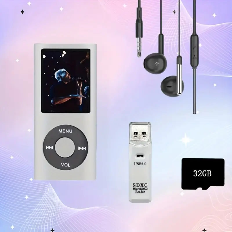 Lecteur MP3 Portable avec Écouteurs Filaire + Carte Mémoire  et Adaptateur USB – Musique Haute Qualité