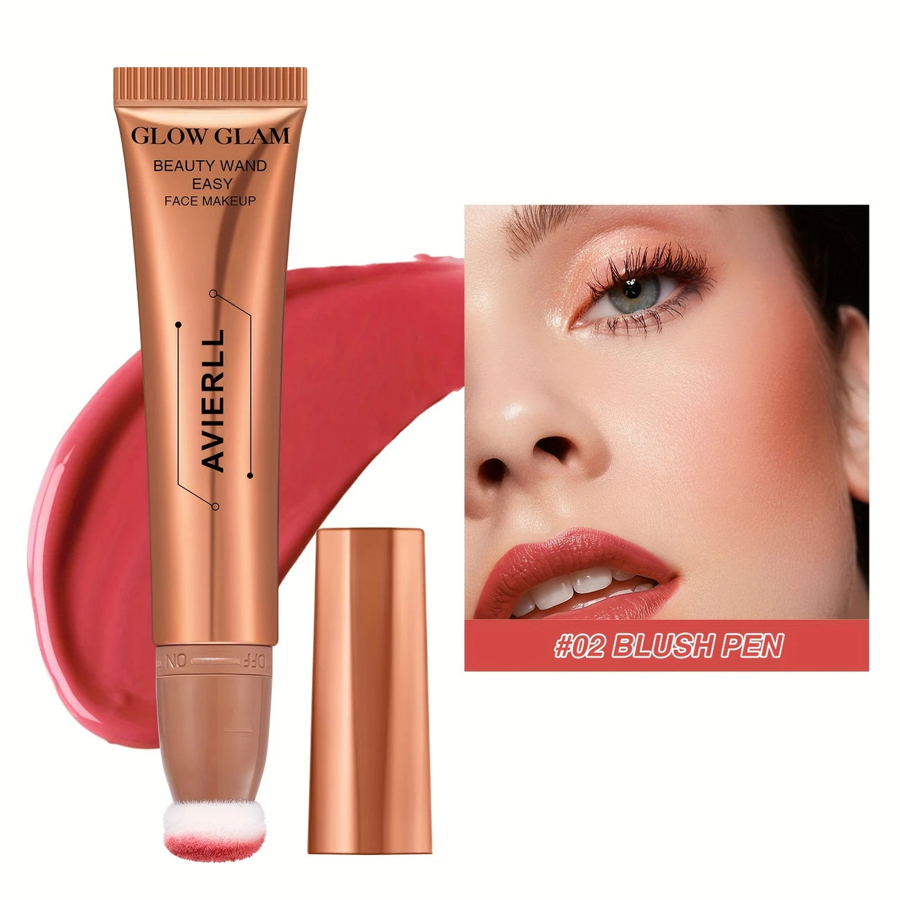 Blush Liquide Glow Glam #01/#02/#03 – Applicateur Éponge Intégré | Effet Bonne Mine Instantané
