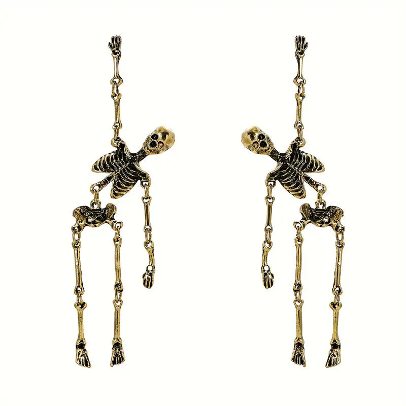 Boucles d’oreilles squelette articulé – Accessoire Halloween gothique tendance