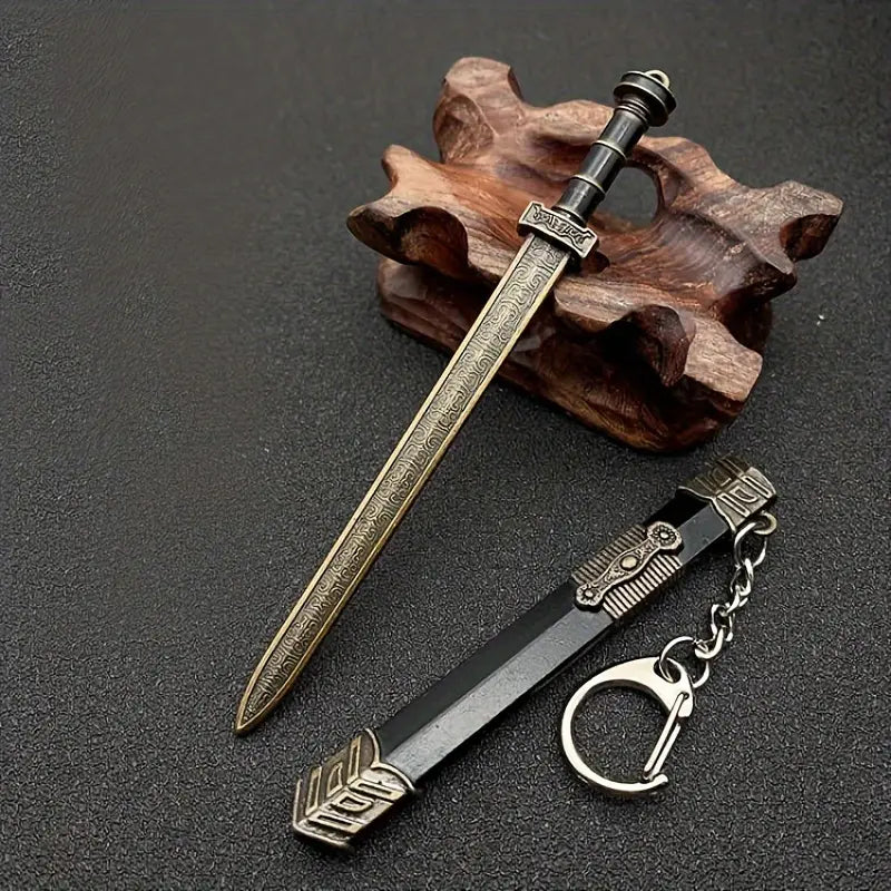 Porte-clés épée médiévale en métal – Breloque sabre antique élégante pour homme