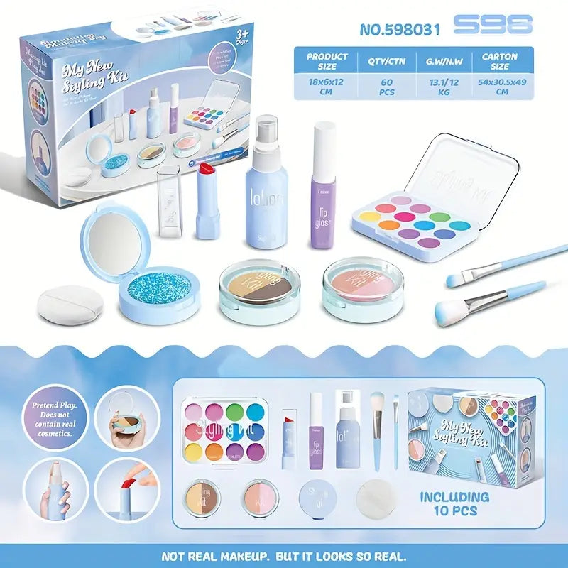 Coffret Maquillage Enfant Non Toxique – Kit de Jeu d’Imitation avec Fards, Pinceaux et Rouge à Lèvres