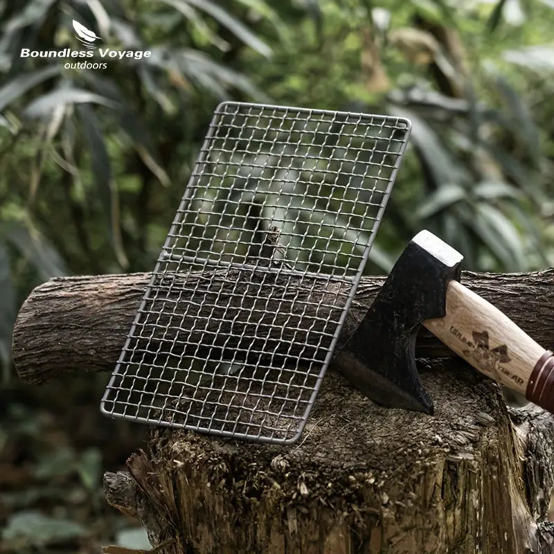 Grille de barbecue en acier inoxydable – Accessoire compact et résistant pour camping, pique-nique et cuisine d’extérieur