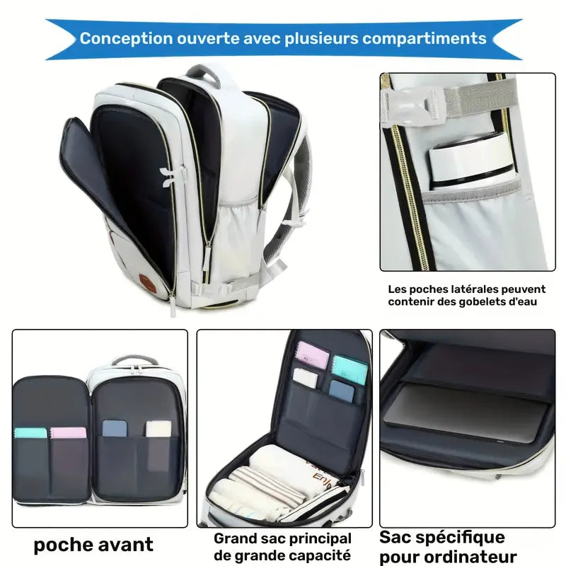 Sac ordinateur business multifonction  Voyage, travail et loisirs avec rangement intelligent
