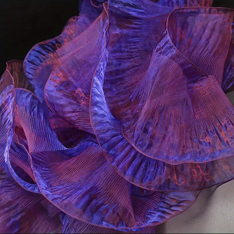 Tissu Organza Irisé Plissé – Voilage Transparent avec Volants Ondulés pour Mode et Décoration