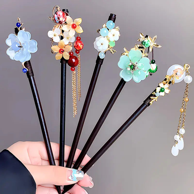 Épingles à cheveux fleurs style chinois – Accessoires coiffure femme élégants et raffinés