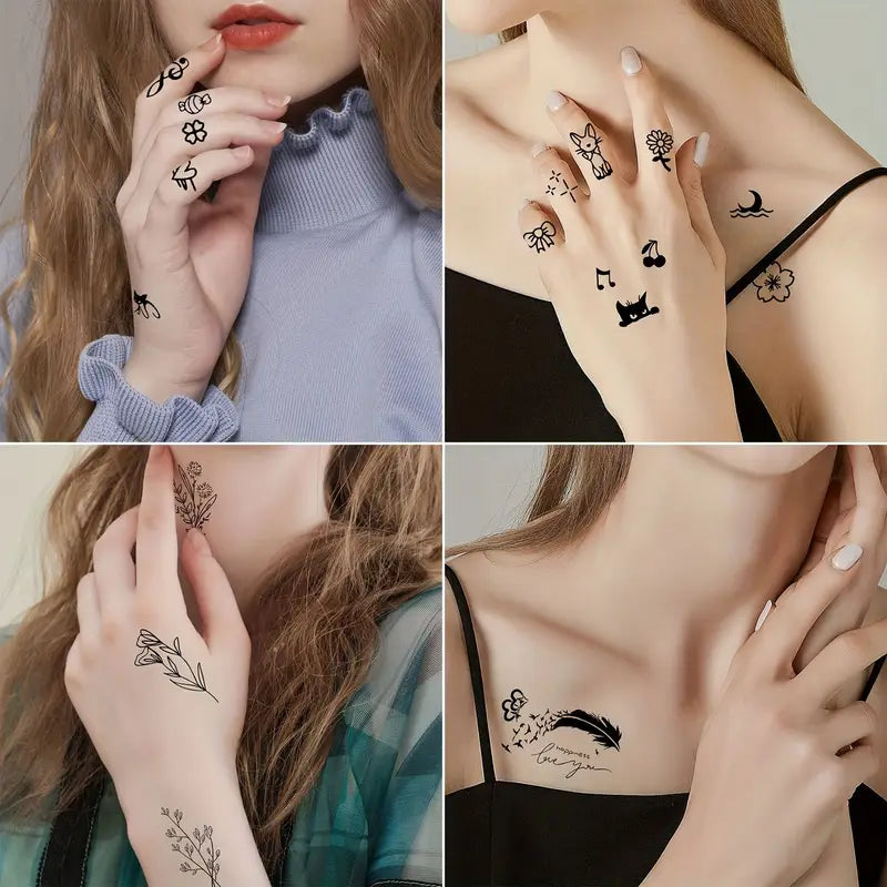 Tatouages Éphémères Minimalistes – Motifs Papillons, Fleurs et Citations Élégantes pour Bras, Poignet ou Épaule