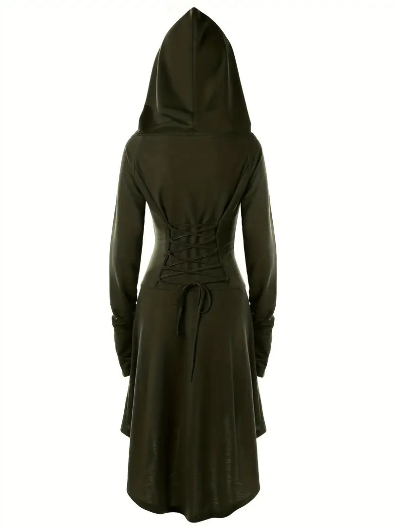 Robe médiévale à capuche – Déguisement gothique et fantasy pour femme