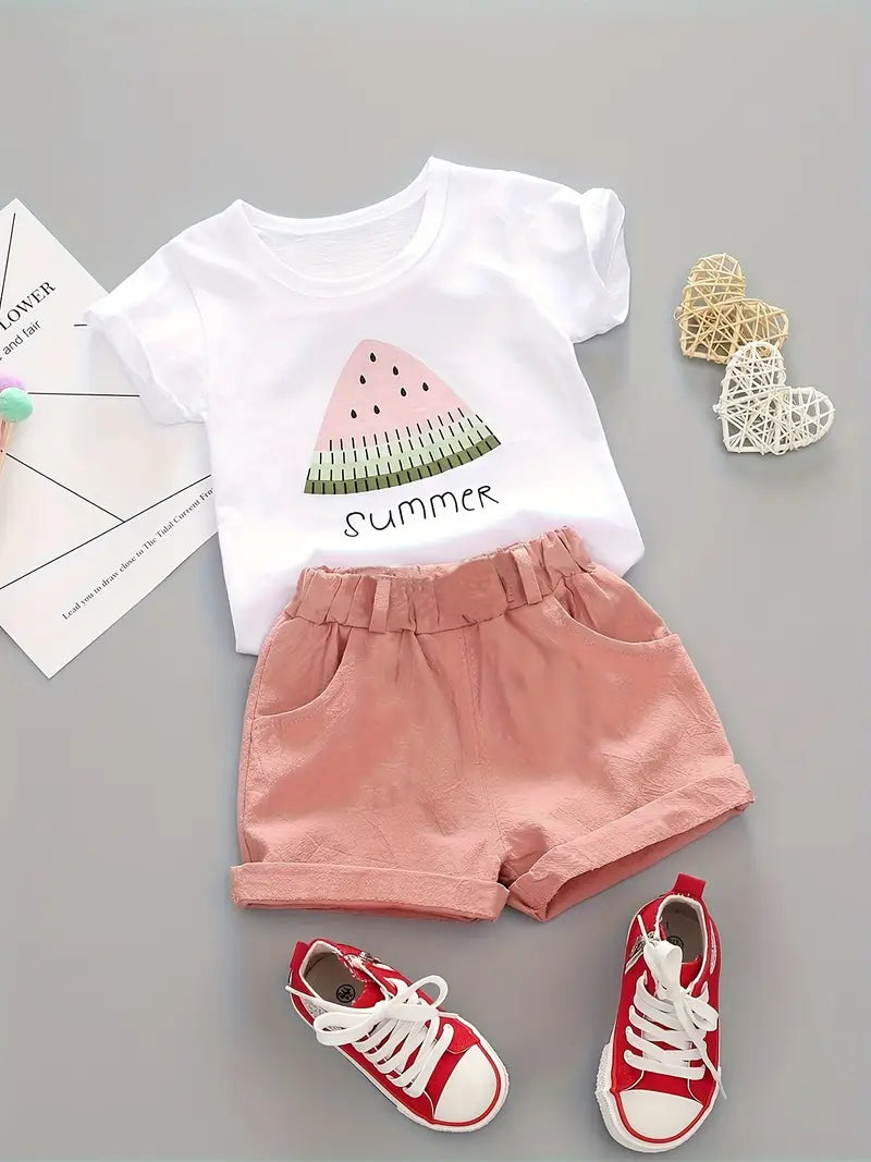 Haut bébé fille blanc imprimé pastèque – T-shirt d’été mignon et confortable