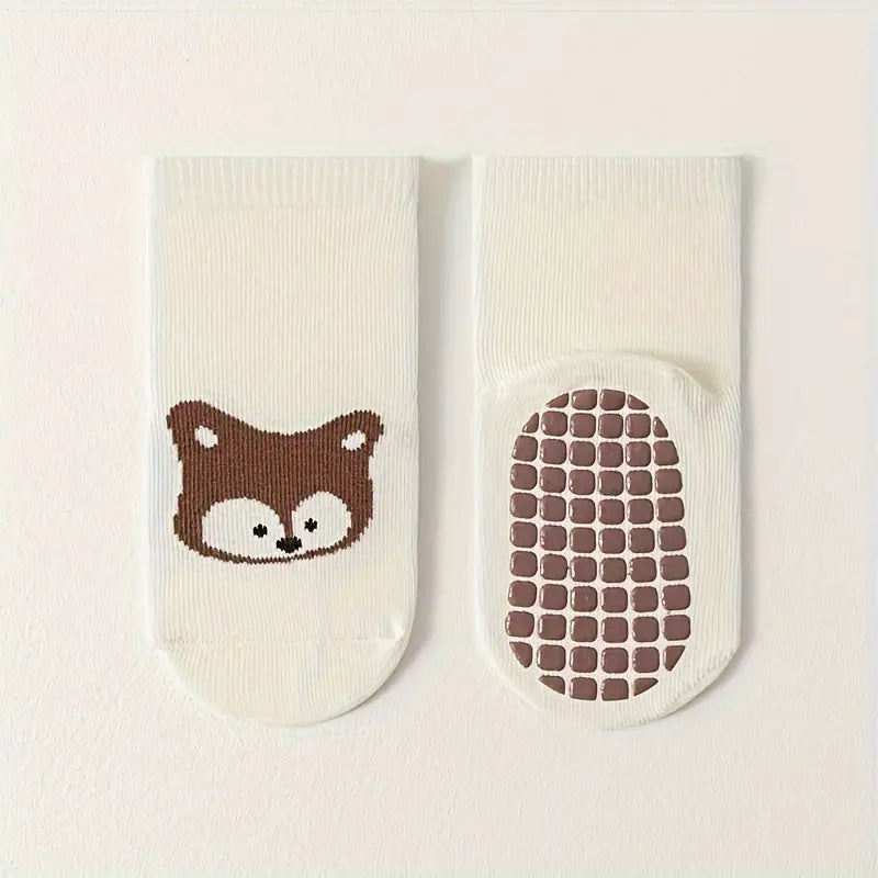 Chaussettes antidérapantes bébé – Bas doux avec motifs animaux mignons, confort et sécurité pour premiers pas