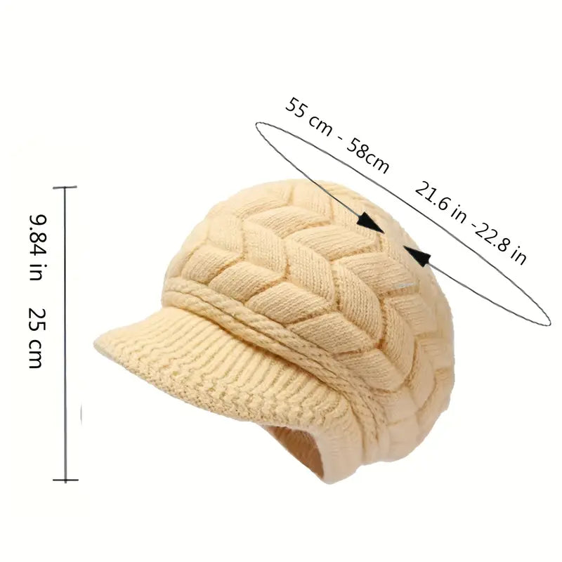 Casquette femme hiver en tricot épais – Style chaud, chic et confortable