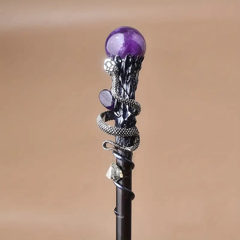 Baguette magique fantaisie avec pierres et ornements – Accessoire déguisement sorcier et cosplay