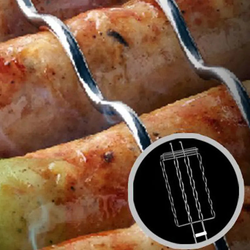 Grille barbecue inox pour saucisses – Accessoire de cuisson portable idéal camping et pique-nique