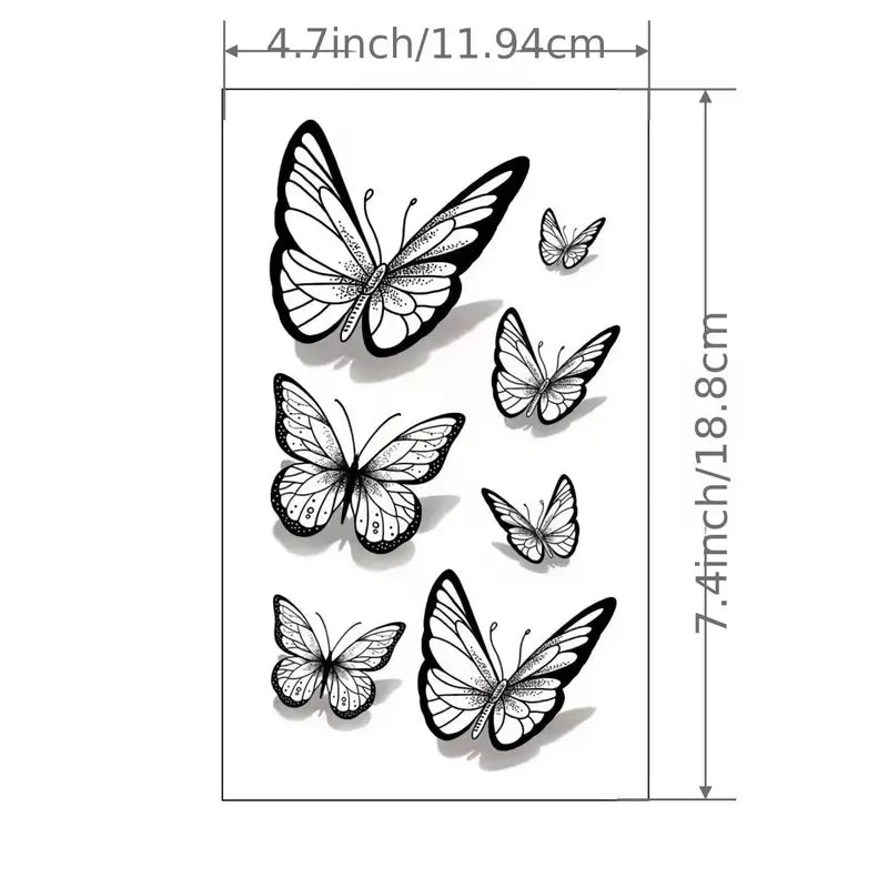 Tatouage Éphémère Papillons Noirs – Motif Fin et Élégant pour Poignet, Nuque ou Épaule