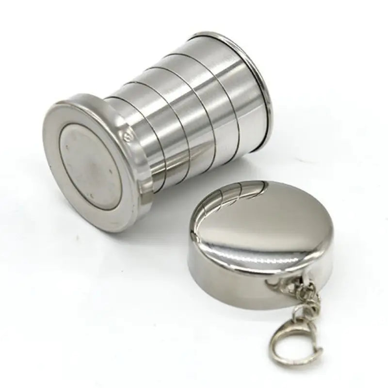 Gobelet pliable en acier inoxydable avec porte-clés – Tasse de voyage compacte pour Camping et Randonnée