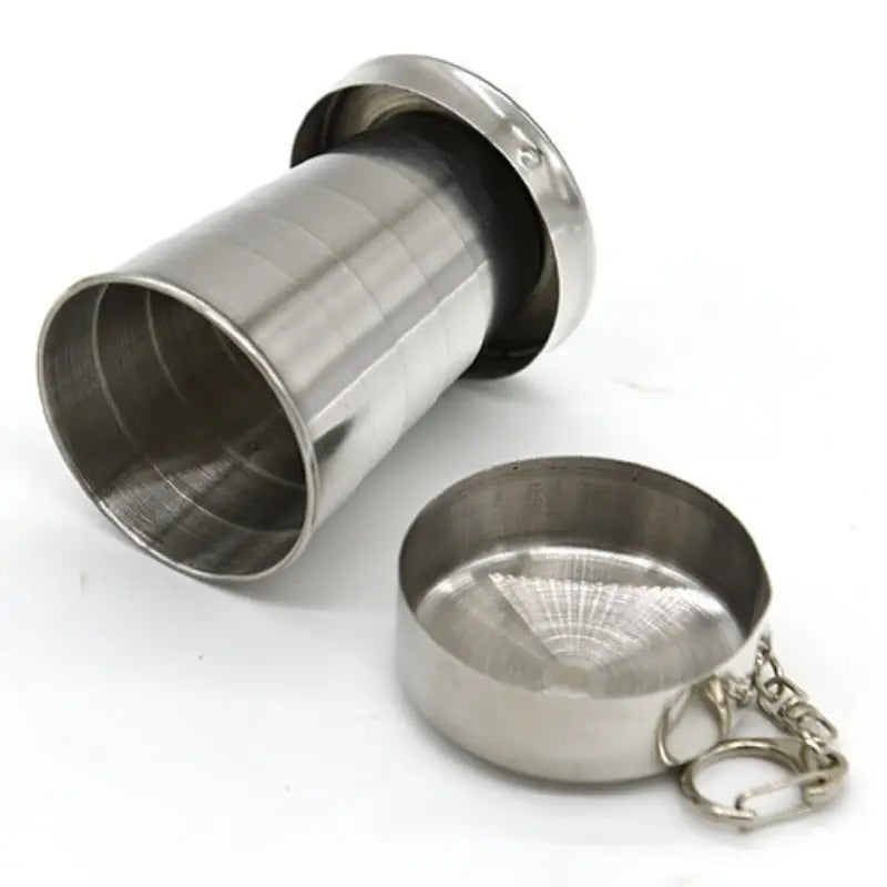 Gobelet pliable en acier inoxydable avec porte-clés – Tasse de voyage compacte pour Camping et Randonnée