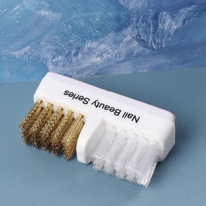 Brosse de Nettoyage à Double Face – Poils Métalliques et Nylon pour Outils de Manucure et Embouts de Ponçage