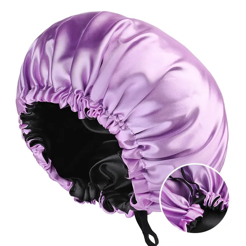 Bonnet de Nuit Réversible en Satin Réglable – Anti-Frisottis, Protection Cheveux Bouclés, Lisses ou Crépus – Confort et Style, Multicolore