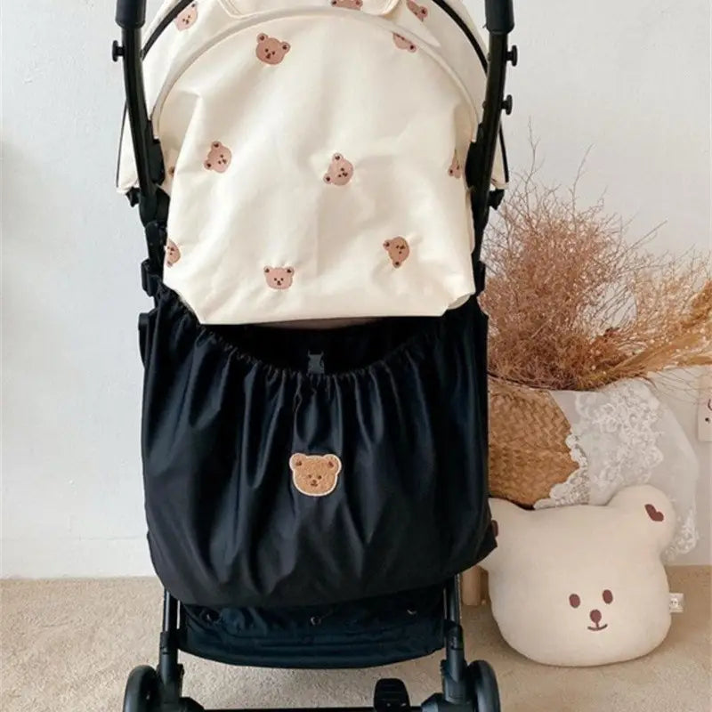 Sac de Rangement Poussette Bébé Motif Ourson – Organisateur Pratique pour Accessoires et Jouets