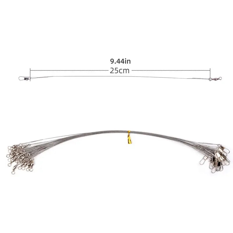 Bas de ligne acier 30 cm avec émerillon – Accessoire résistant anti-morsure pour pêche carnassie