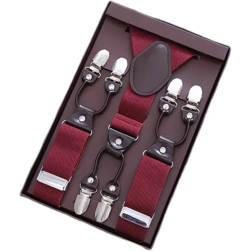 Bretelles homme en Y avec pinces métal – Accessoire élégant ajustable, livré en coffret cadeau