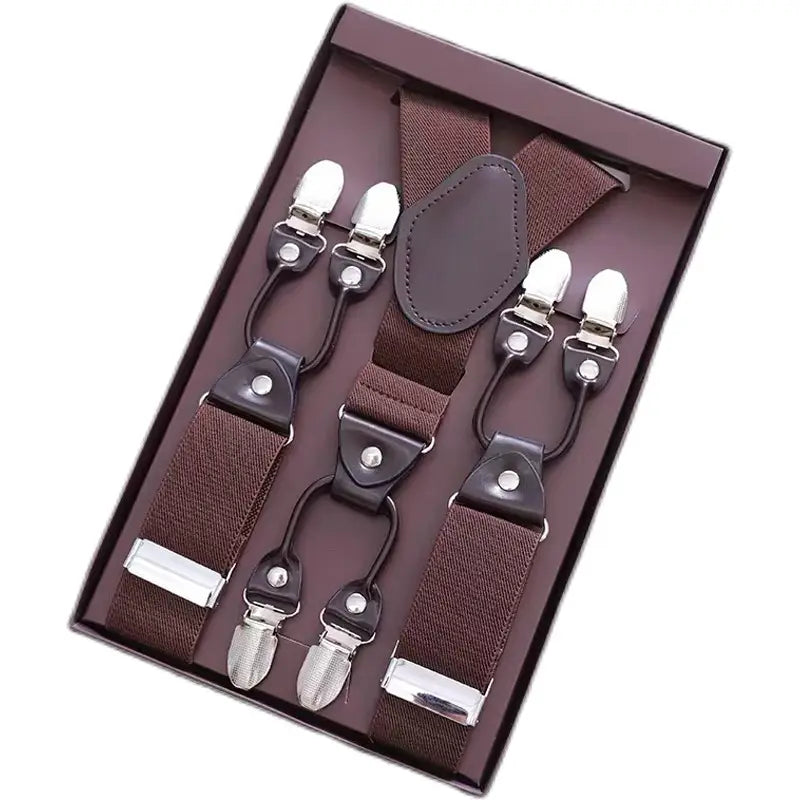 Bretelles homme en Y avec pinces métal – Accessoire élégant ajustable, livré en coffret cadeau