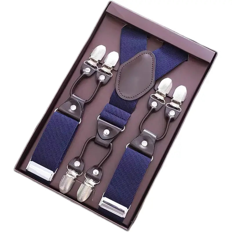 Bretelles homme en Y avec pinces métal – Accessoire élégant ajustable, livré en coffret cadeau