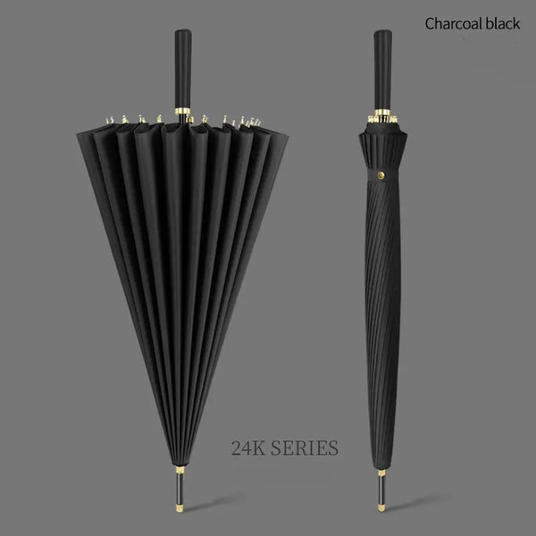 Parapluie noir anti-vent grande taille Élégant