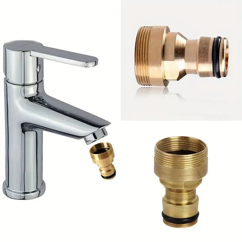 Adaptateur de Robinet en Laiton pour Raccord Rapide – Connecteur Universel pour Tuyau d’Arrosage ou Machine à Laver – Collection Plomberie Brute