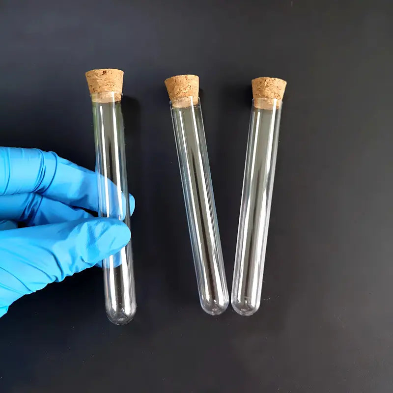 Éprouvettes en Verre avec Bouchon en Liège – Tubes à Essai Transparants pour Expériences et Stockage de Laboratoire