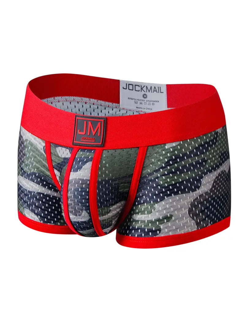 Boxer sexy homme camouflage – Sous-vêtement moulant respirant avec ceinture tendance