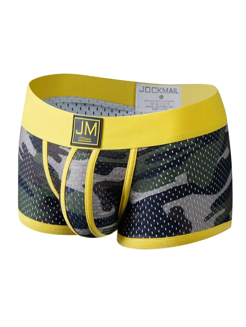 Boxer sexy homme camouflage – Sous-vêtement moulant respirant avec ceinture tendance