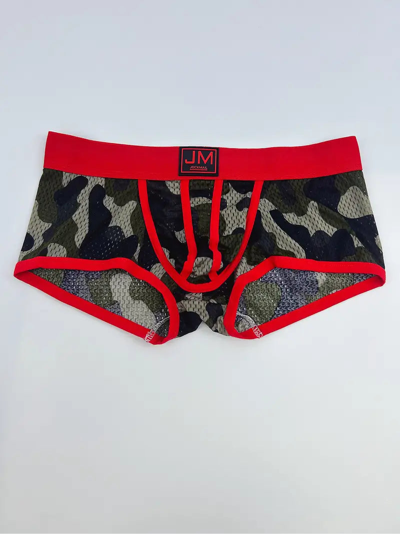 Boxer sexy homme camouflage – Sous-vêtement moulant respirant avec ceinture tendance
