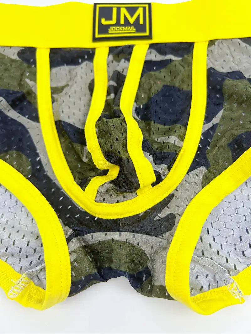 Boxer sexy homme camouflage – Sous-vêtement moulant respirant avec ceinture tendance