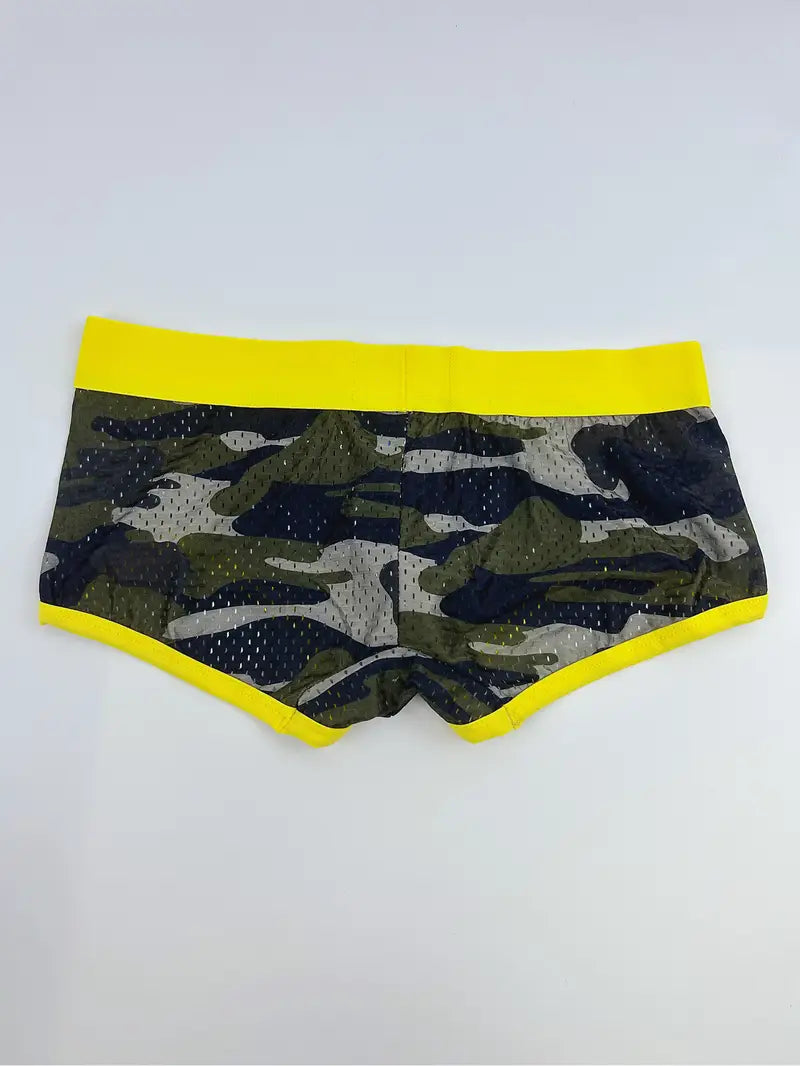 Boxer sexy homme camouflage – Sous-vêtement moulant respirant avec ceinture tendance
