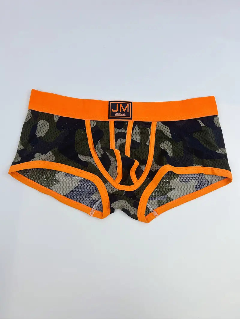 Boxer sexy homme camouflage – Sous-vêtement moulant respirant avec ceinture tendance