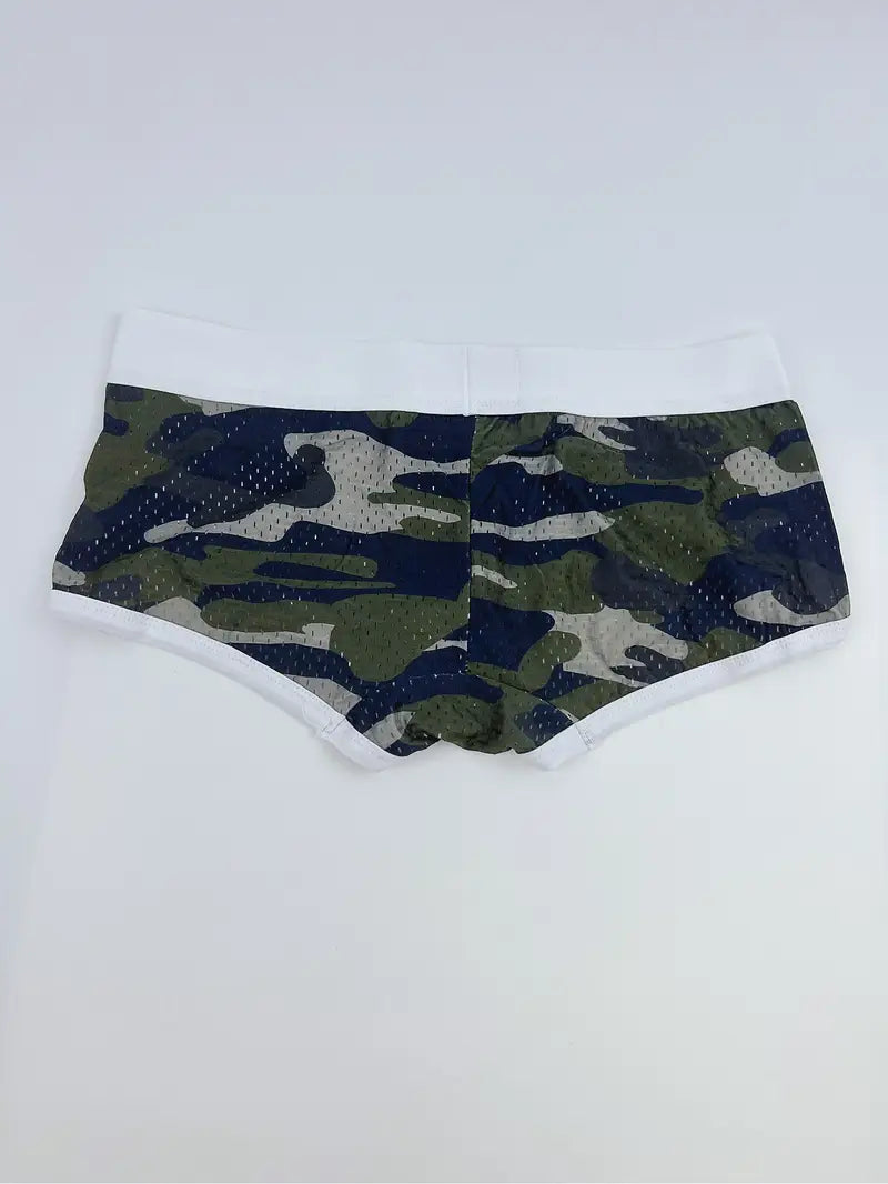 Boxer sexy homme camouflage – Sous-vêtement moulant respirant avec ceinture tendance