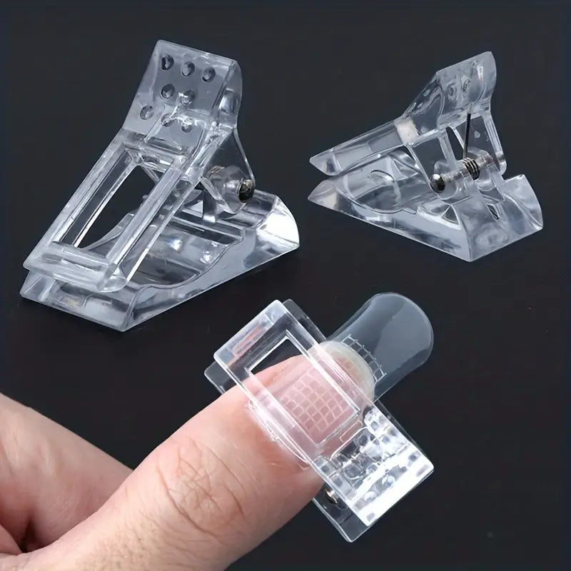 Clip de Maintien Transparent pour Ongles – Pince Fixatrice Poly Gel et Extensions UV