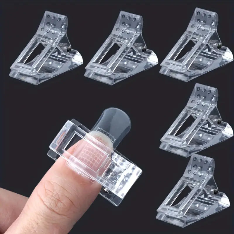 Clip de Maintien Transparent pour Ongles – Pince Fixatrice Poly Gel et Extensions UV