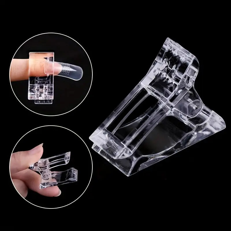 Clip de Maintien Transparent pour Ongles – Pince Fixatrice Poly Gel et Extensions UV
