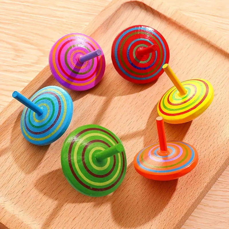 Toupies en Bois Colorées – Jouet d’Éveil Éducatif pour Bébé et Tout-Petit